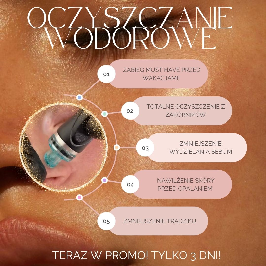 Oczyszczanie wodorowe HIT na lato! 1+1 GRATIS+ BONUS terapia światłem LED na dłonie!